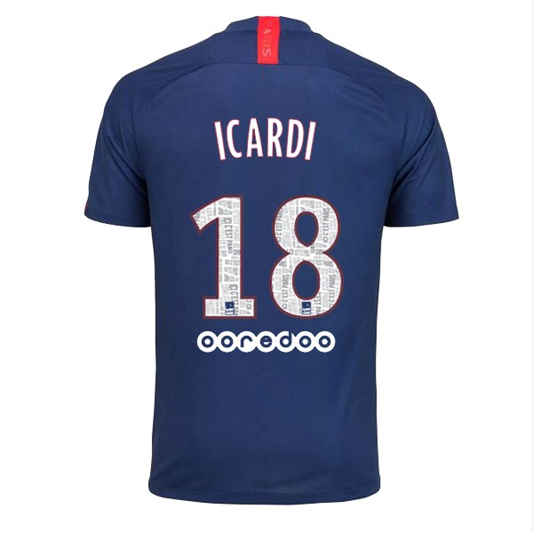 Camiseta Paris Saint Germain NO.18 Icardi Replica Primera Ropa 2019/20 Azul